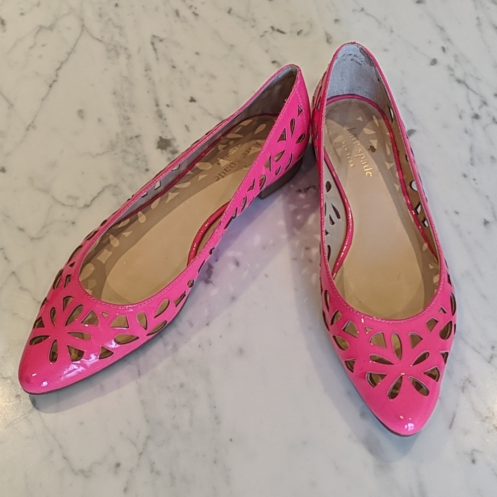 Kate Spade Hot Pink Pointed Toe Flats - RARE FIND
